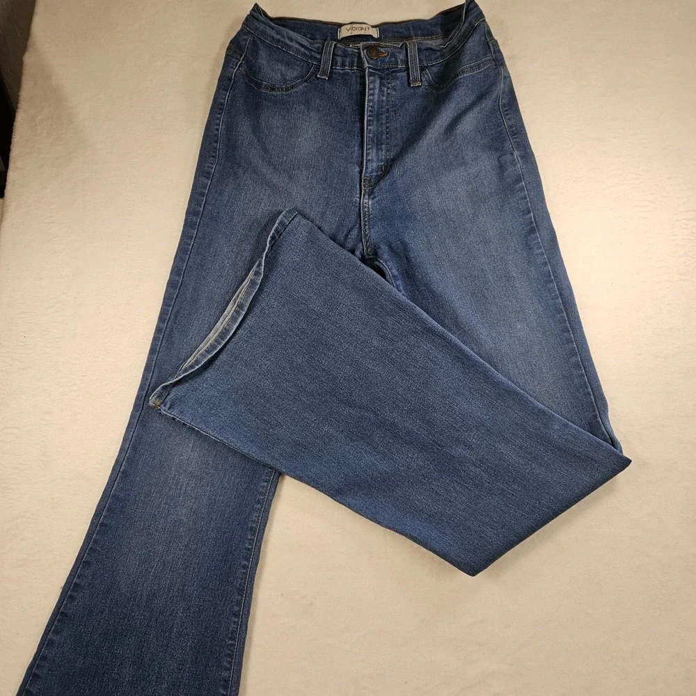 Vibrant MIU Womens High Waisted Flare Jeans Medium Wash Size 9 W28 P522 USA Made